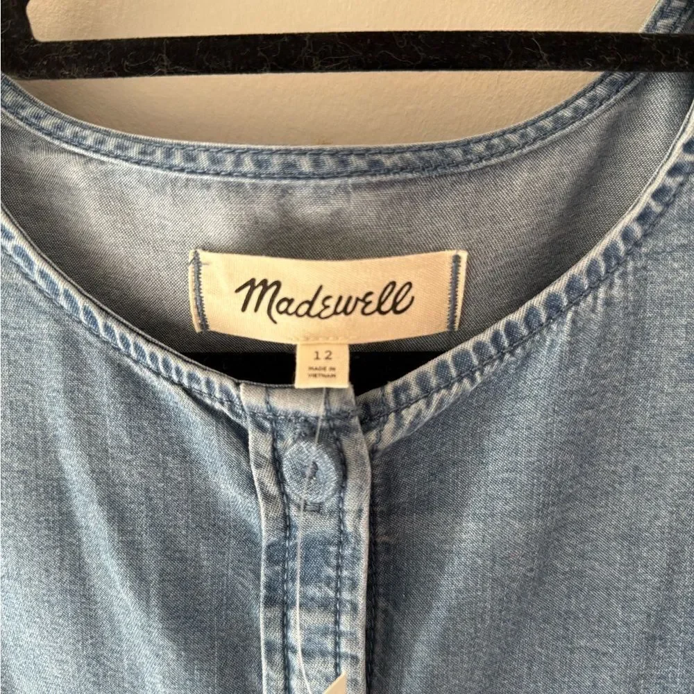 NWT Madewell Denim Puff-Sleeve Button-Up Top Size 12
